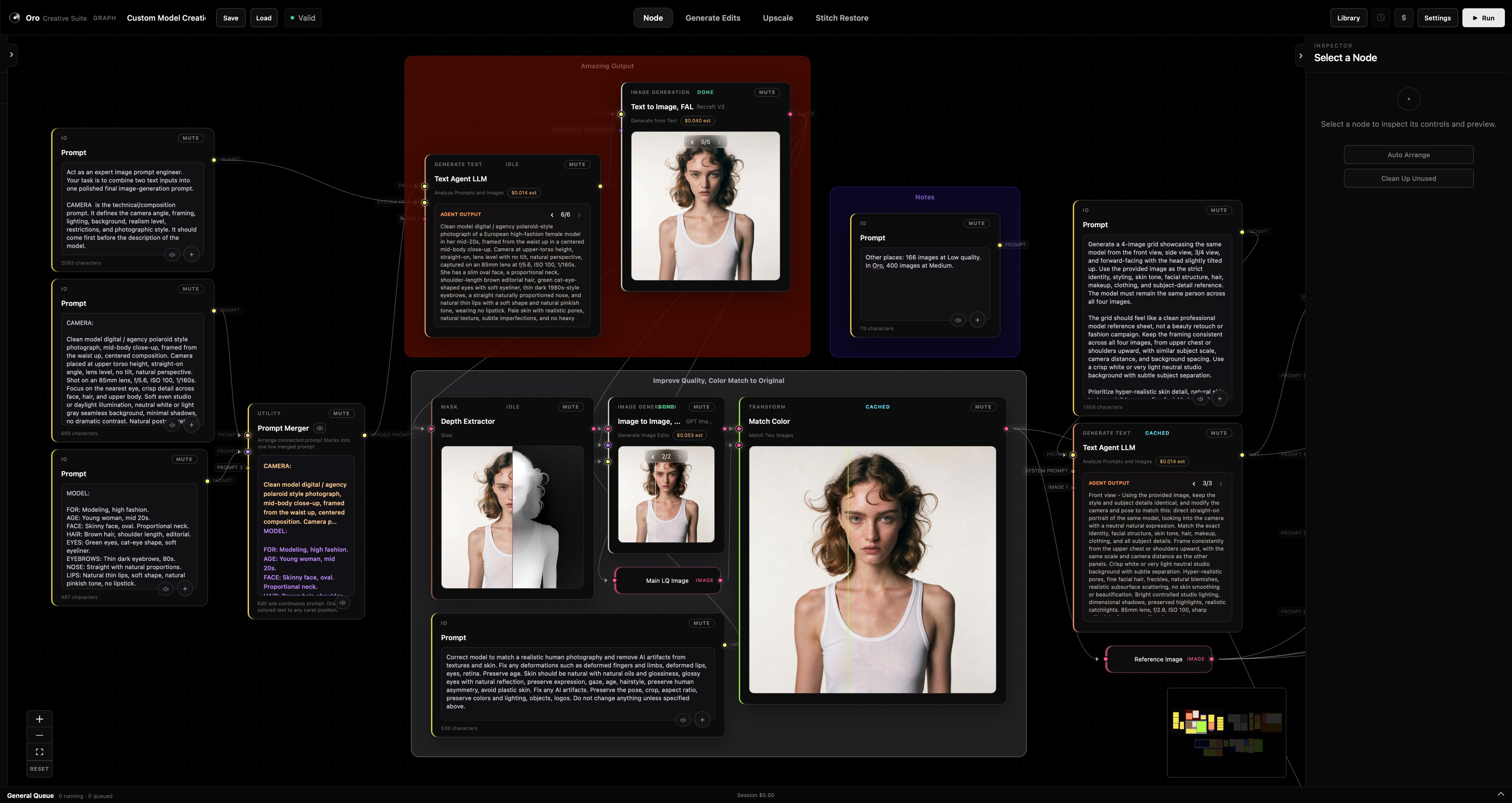 Oro, a local-first AI image editing environment built by Gabriel Moro, showing its workspace in use